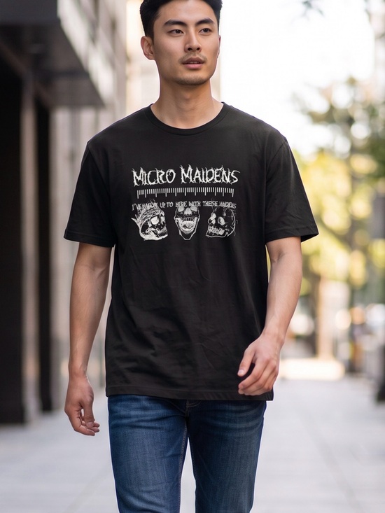 Next Level Apparel Other - Next Level Apparel Black Graphic Tee with White Skull Artwork